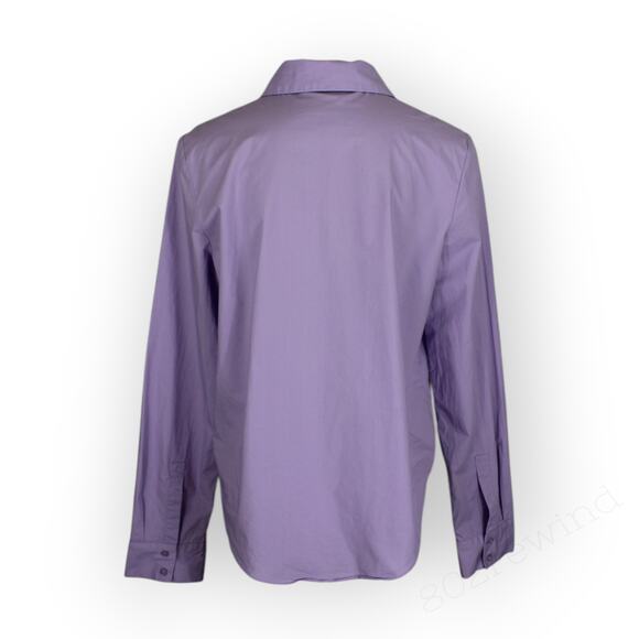 Medium EnglishFactory Cuff Sleeve Accent Collar Poplin Dress Shirt Lavender - Picture 9 of 13